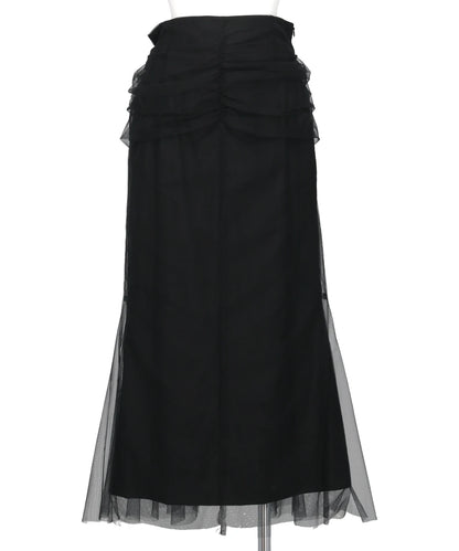 TULLE-PANELED SKIRT