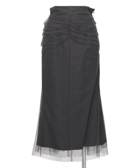 TULLE-PANELED SKIRT