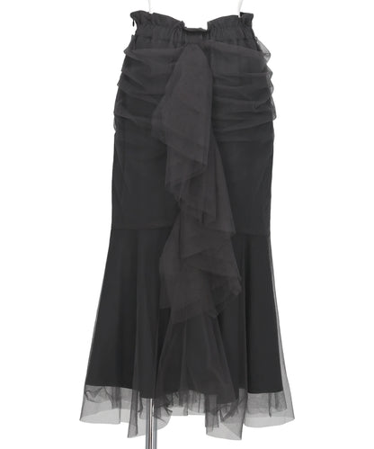 TULLE-PANELED SKIRT