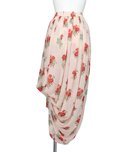 PRINTED DRAPE SKIRT