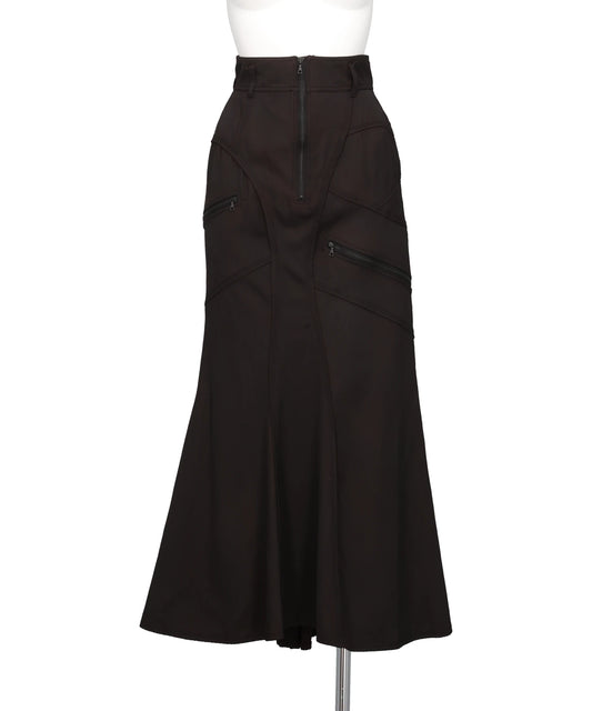 mukcyen（ムッシャン）PIGMENT WASHED ZIP PANEL MERMAID SKIRT