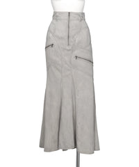 mukcyen（ムッシャン）PIGMENT WASHED ZIP PANEL MERMAID SKIRT