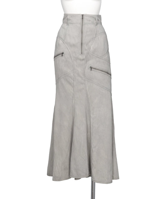 mukcyen（ムッシャン）PIGMENT WASHED ZIP PANEL MERMAID SKIRT