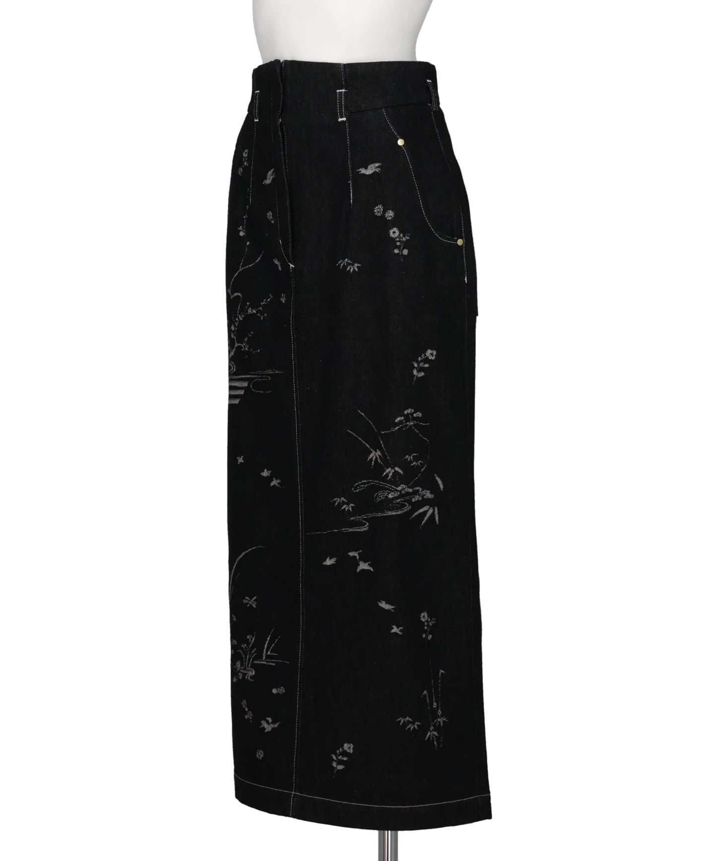 NATURE PATTERN JACQUARD DENIM SKIRT