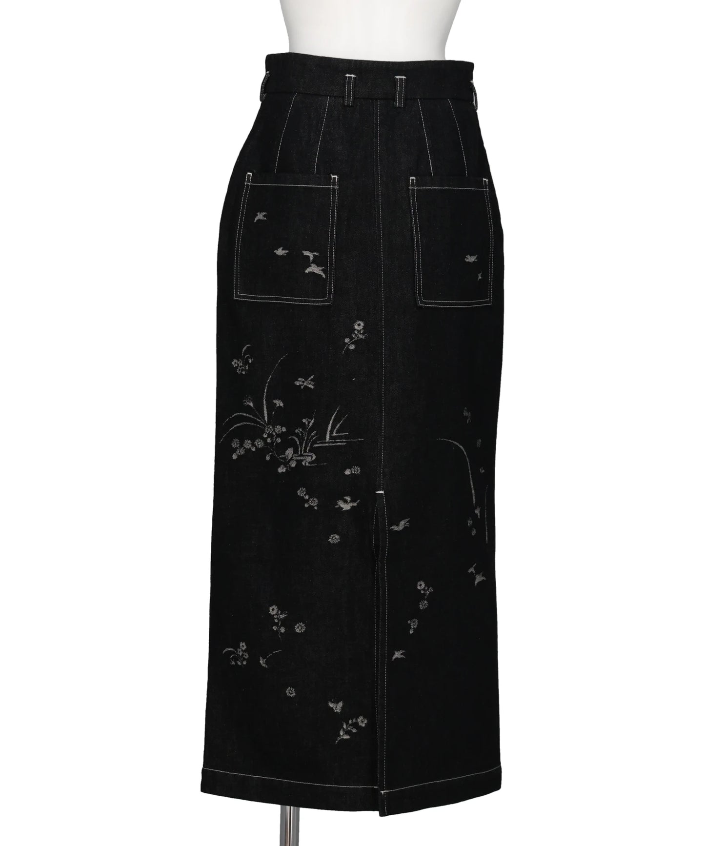 NATURE PATTERN JACQUARD DENIM SKIRT