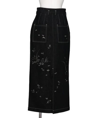 NATURE PATTERN JACQUARD DENIM SKIRT
