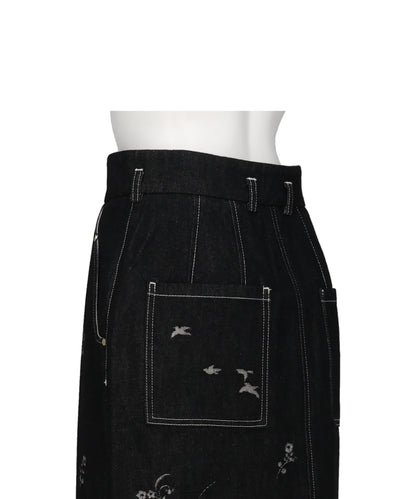 NATURE PATTERN JACQUARD DENIM SKIRT
