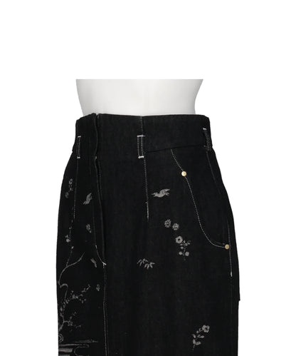NATURE PATTERN JACQUARD DENIM SKIRT