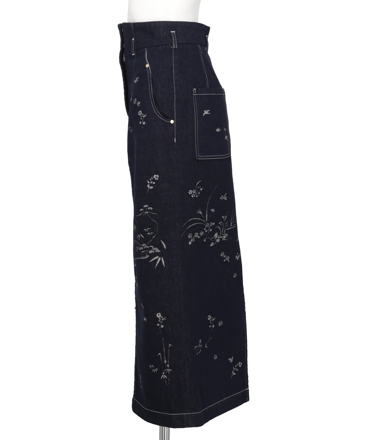 NATURE PATTERN JACQUARD DENIM SKIRT
