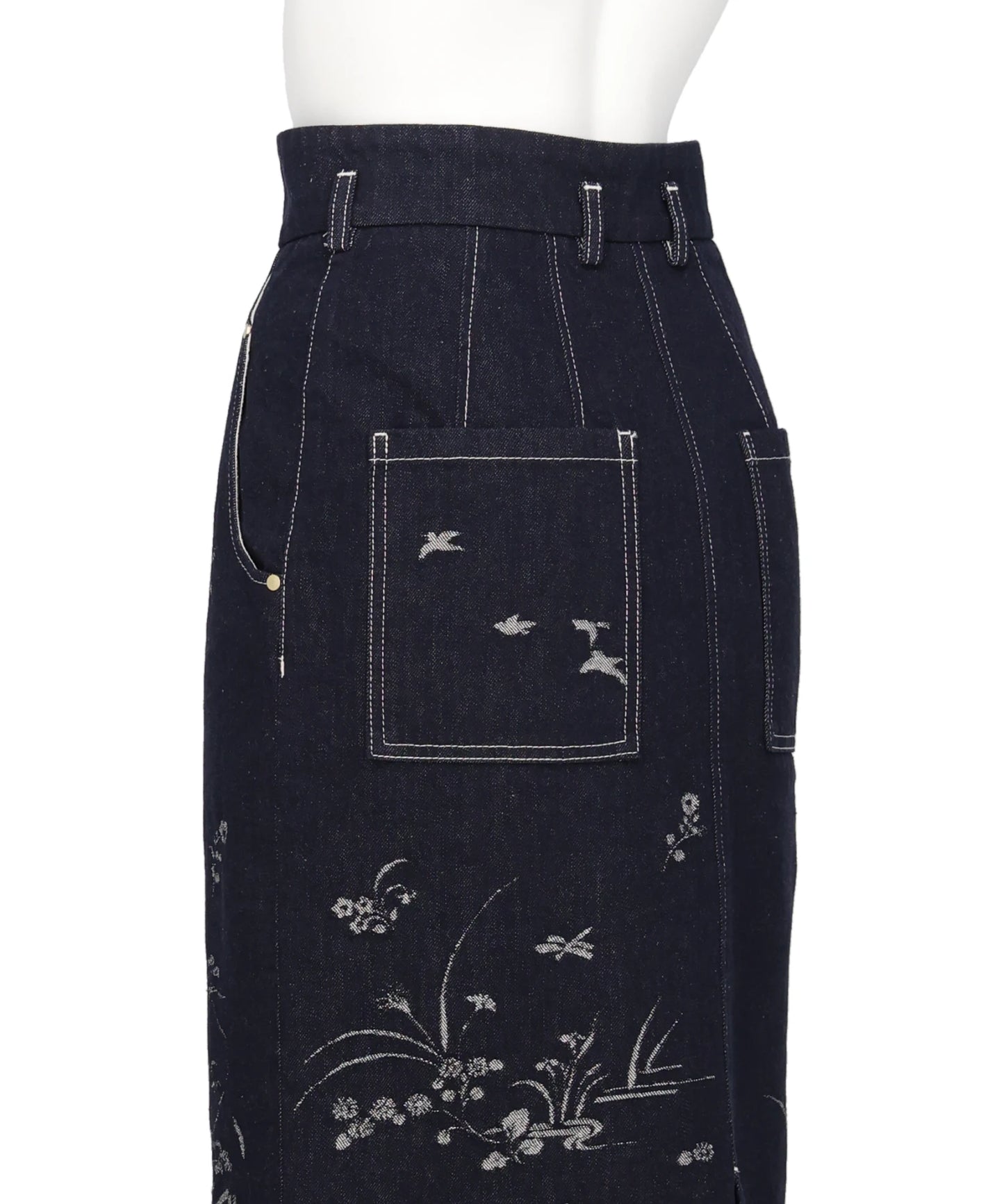 NATURE PATTERN JACQUARD DENIM SKIRT