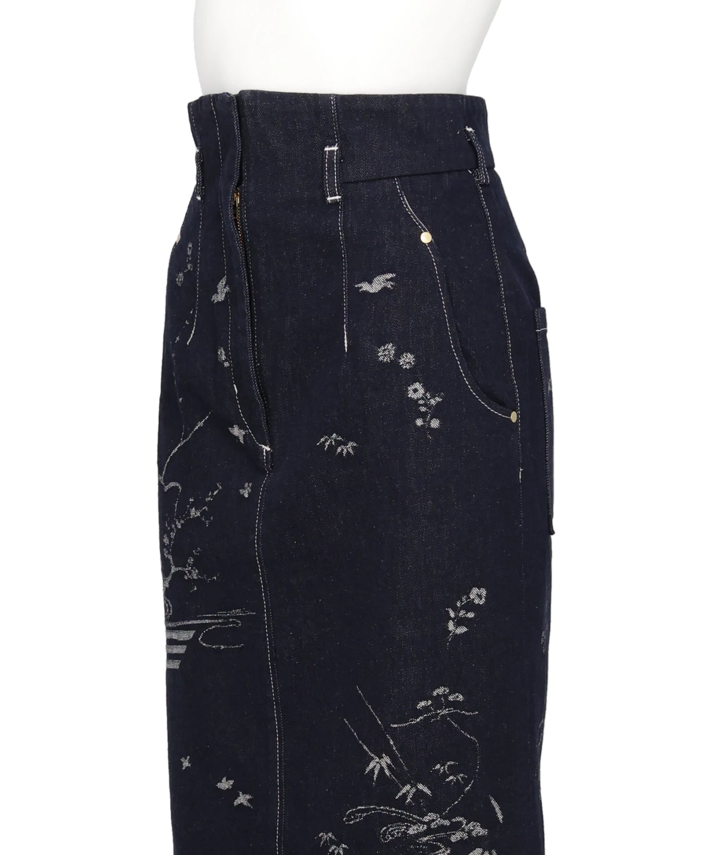 NATURE PATTERN JACQUARD DENIM SKIRT