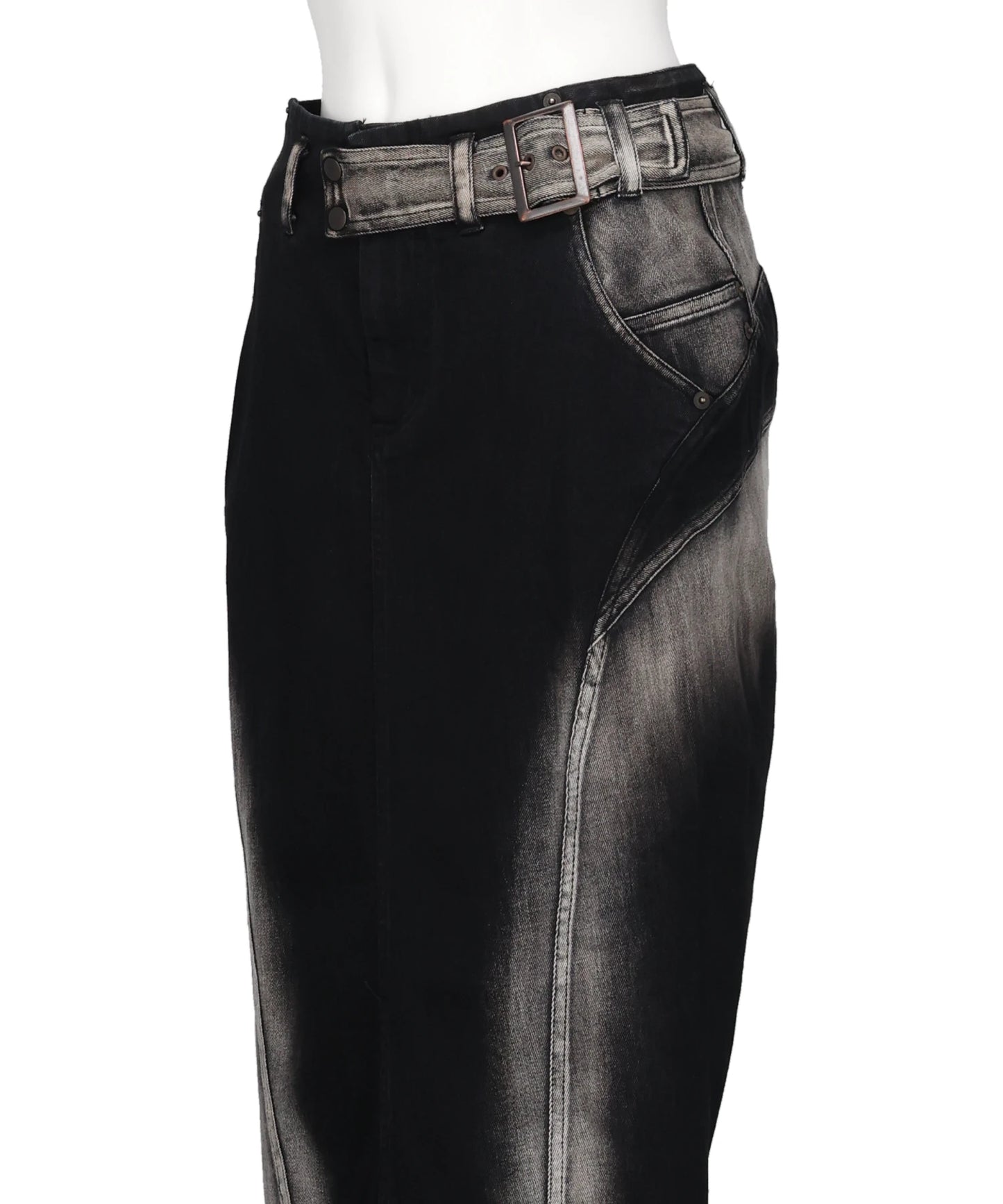 LOW-RISE DENIM PENCIL SKIRT