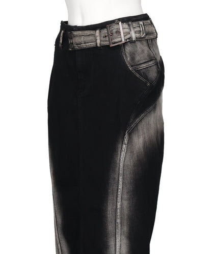 LOW-RISE DENIM PENCIL SKIRT