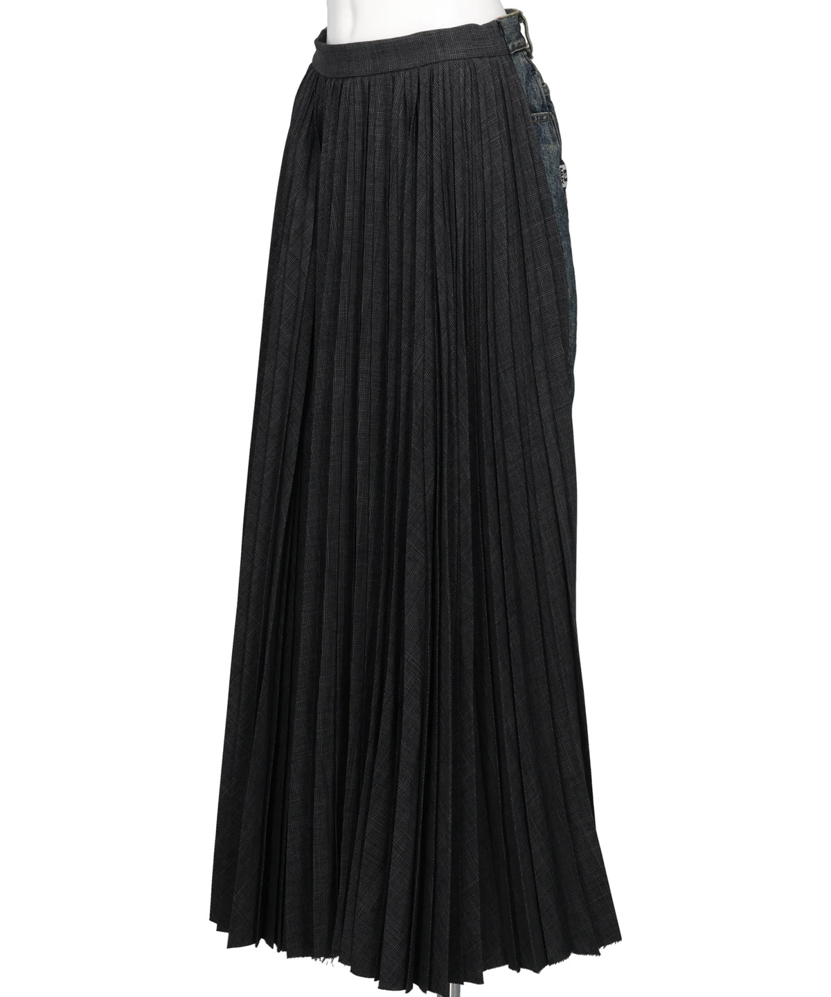 COMBINED PLEATS×DENIM SKIRT