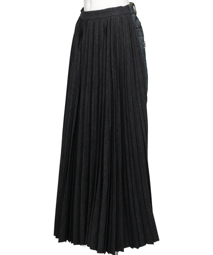 COMBINED PLEATS×DENIM SKIRT