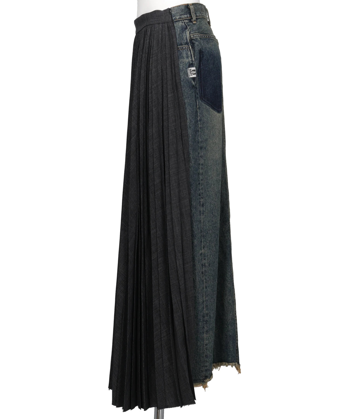 COMBINED PLEATS×DENIM SKIRT