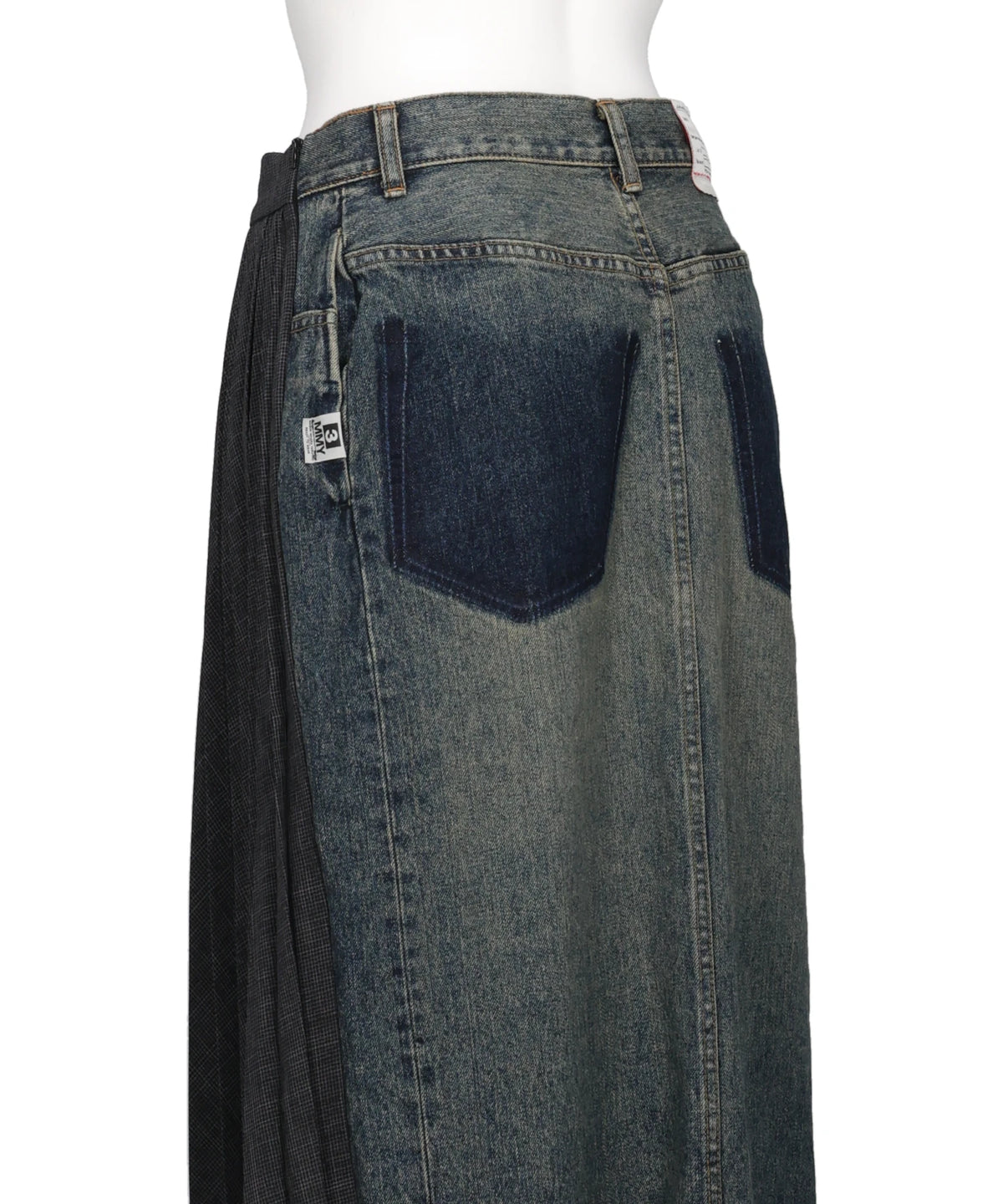 COMBINED PLEATS×DENIM SKIRT