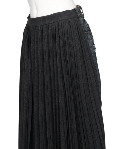 COMBINED PLEATS×DENIM SKIRT