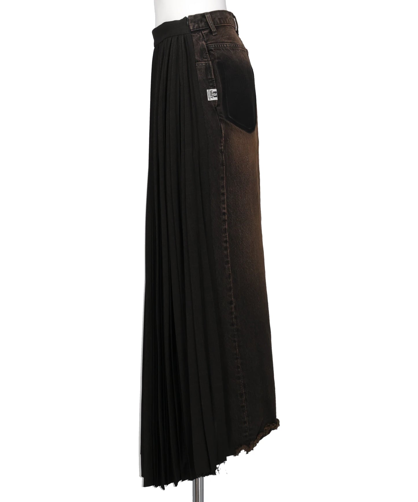 COMBINED PLEATS×DENIM SKIRT