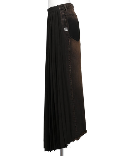 COMBINED PLEATS×DENIM SKIRT