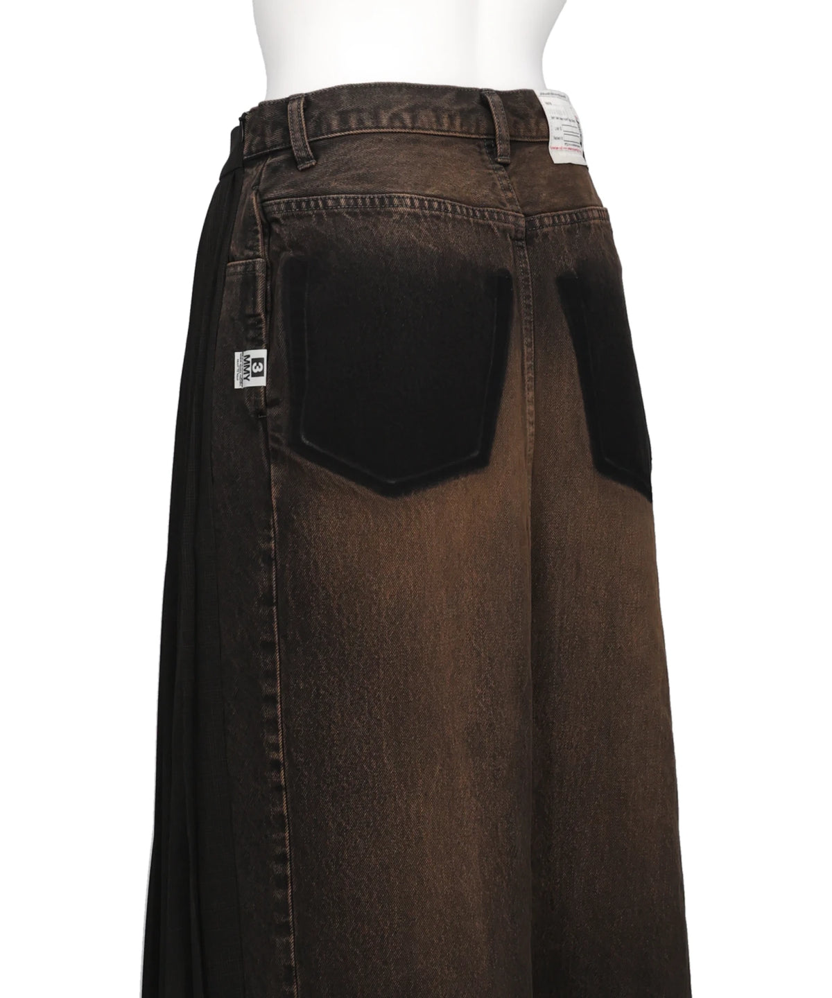 COMBINED PLEATS×DENIM SKIRT