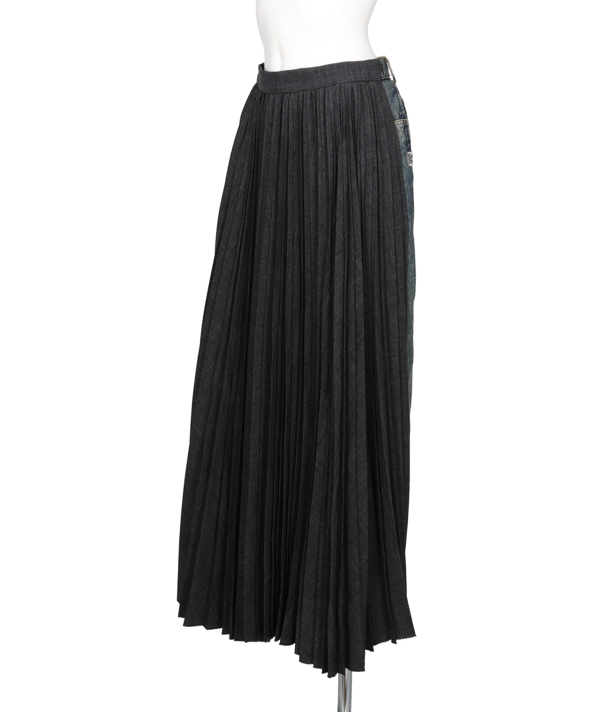 COMBINED PLEATS×DENIM SKIRT