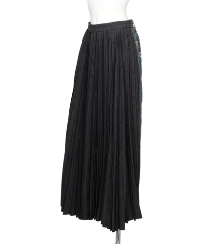 COMBINED PLEATS×DENIM SKIRT