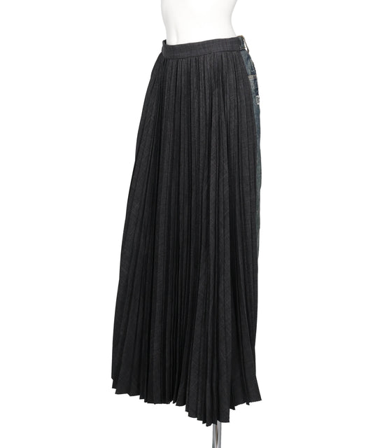 COMBINED PLEATS×DENIM SKIRT