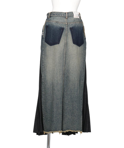 COMBINED PLEATS×DENIM SKIRT