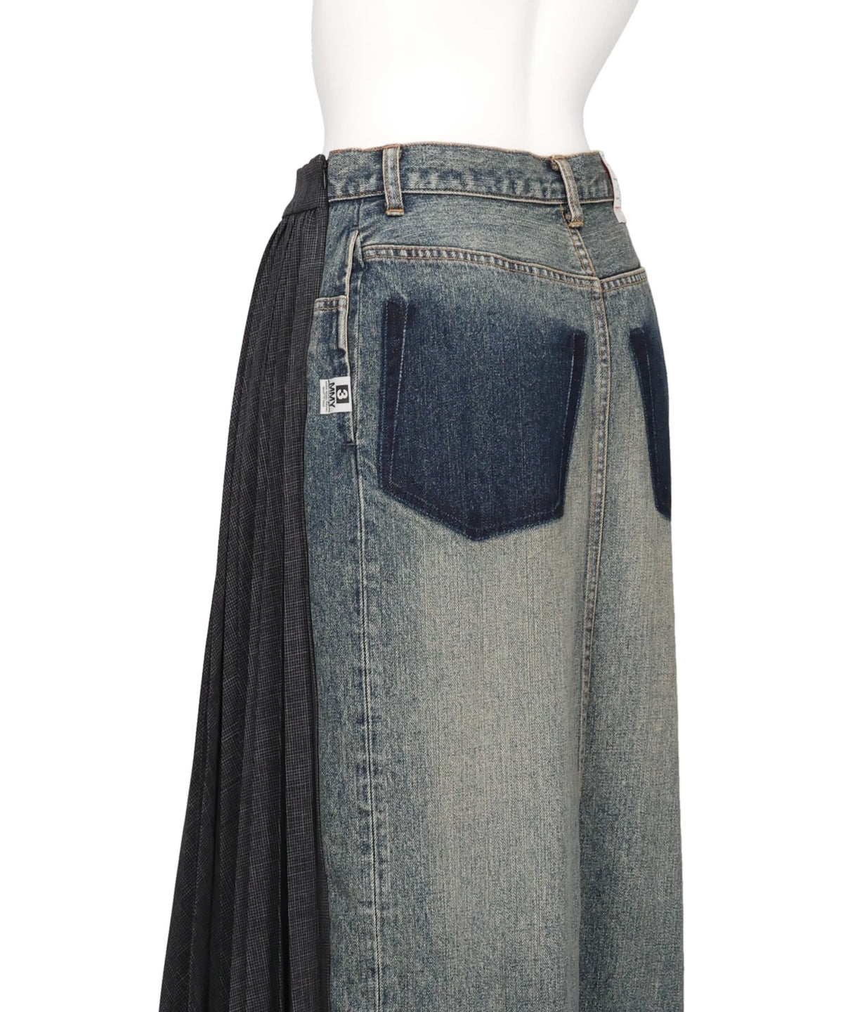 COMBINED PLEATS×DENIM SKIRT