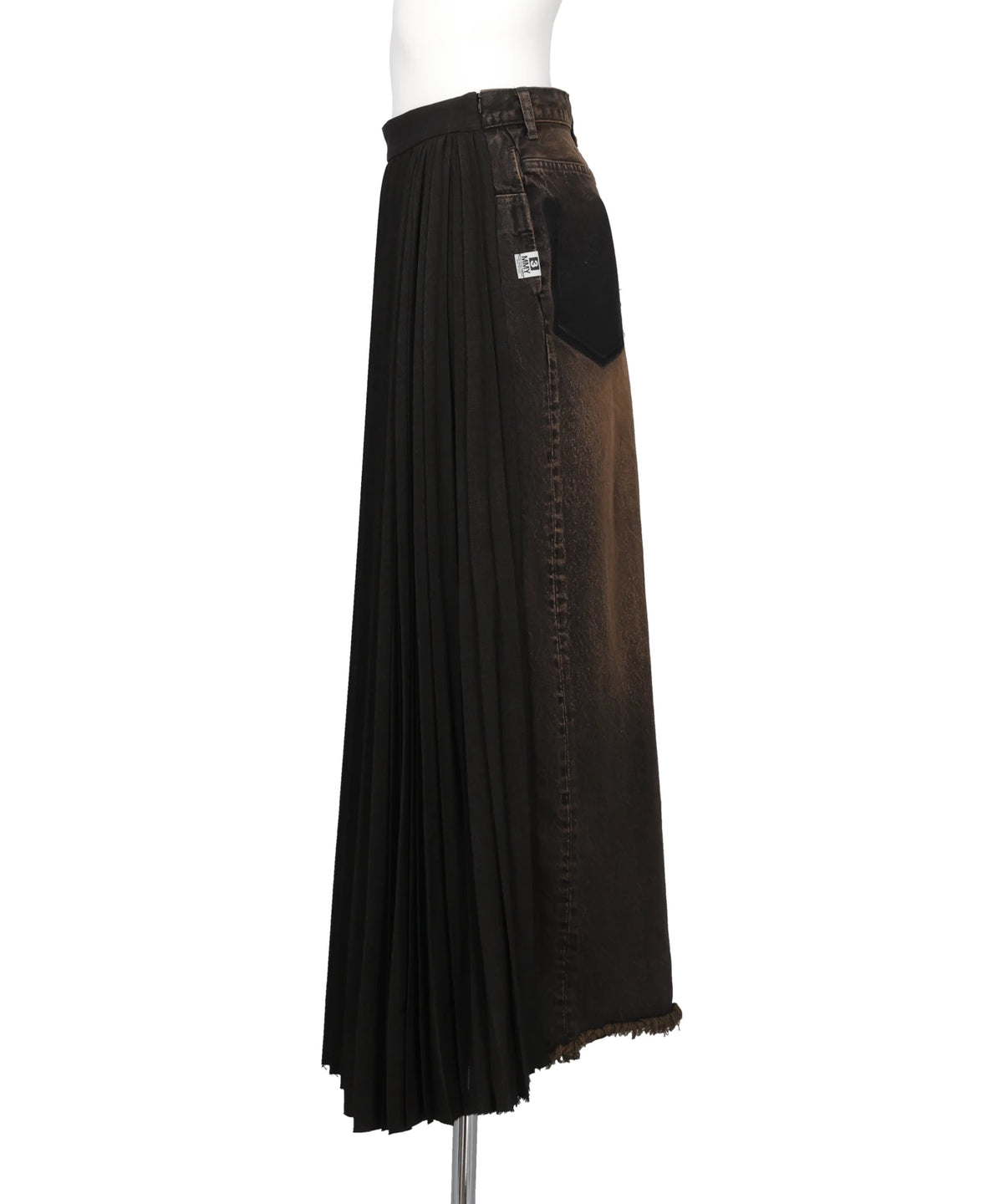 COMBINED PLEATS×DENIM SKIRT