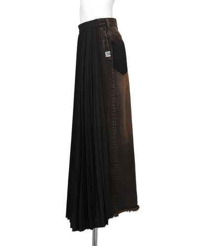 COMBINED PLEATS×DENIM SKIRT