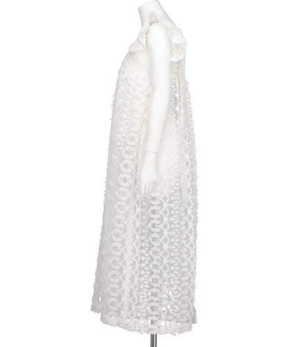 ORGANDIE EMBROIDERY BACK RIBBON ONE PIECE