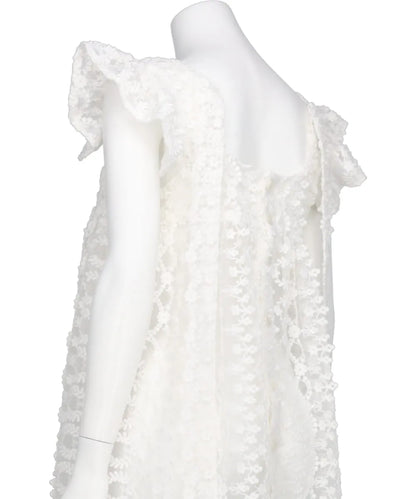 ORGANDIE EMBROIDERY BACK RIBBON ONE PIECE