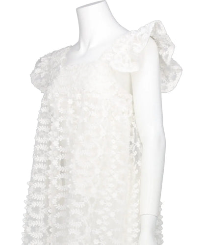 ORGANDIE EMBROIDERY BACK RIBBON ONE PIECE