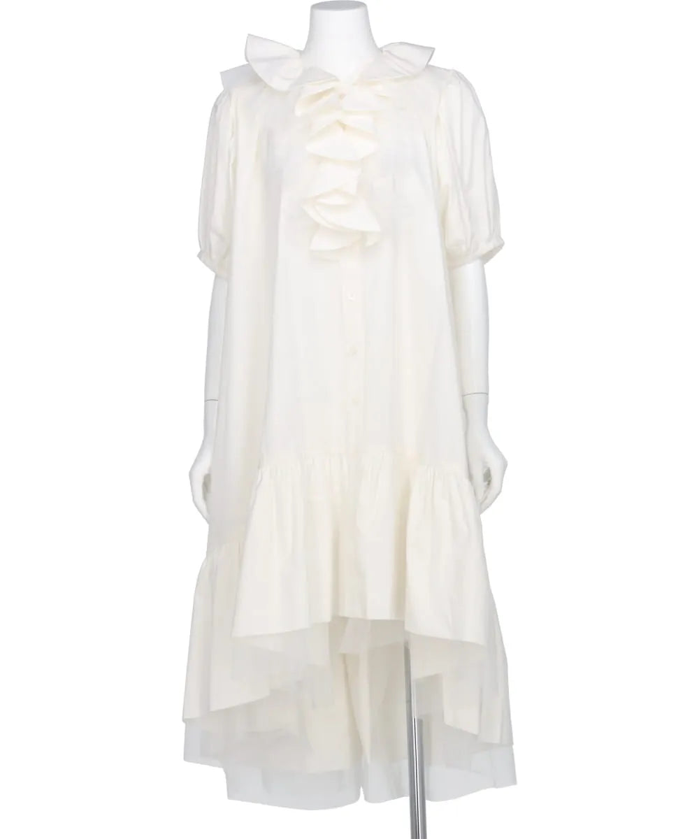 TULLE LAYERED PUFF SLEEVE DRESS