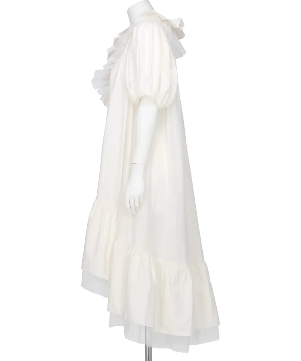 TULLE LAYERED PUFF SLEEVE DRESS