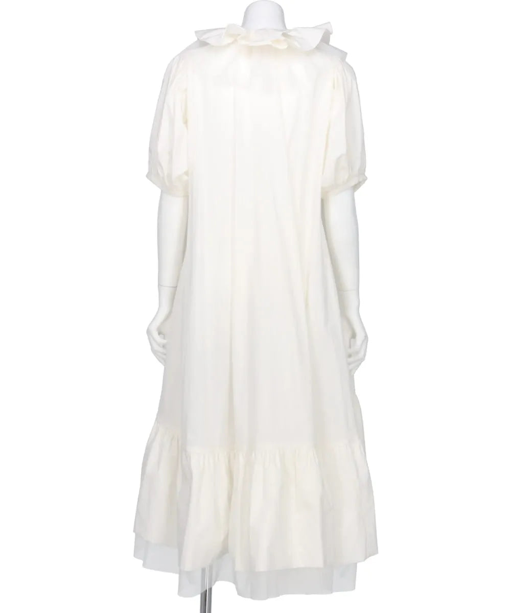 TULLE LAYERED PUFF SLEEVE DRESS