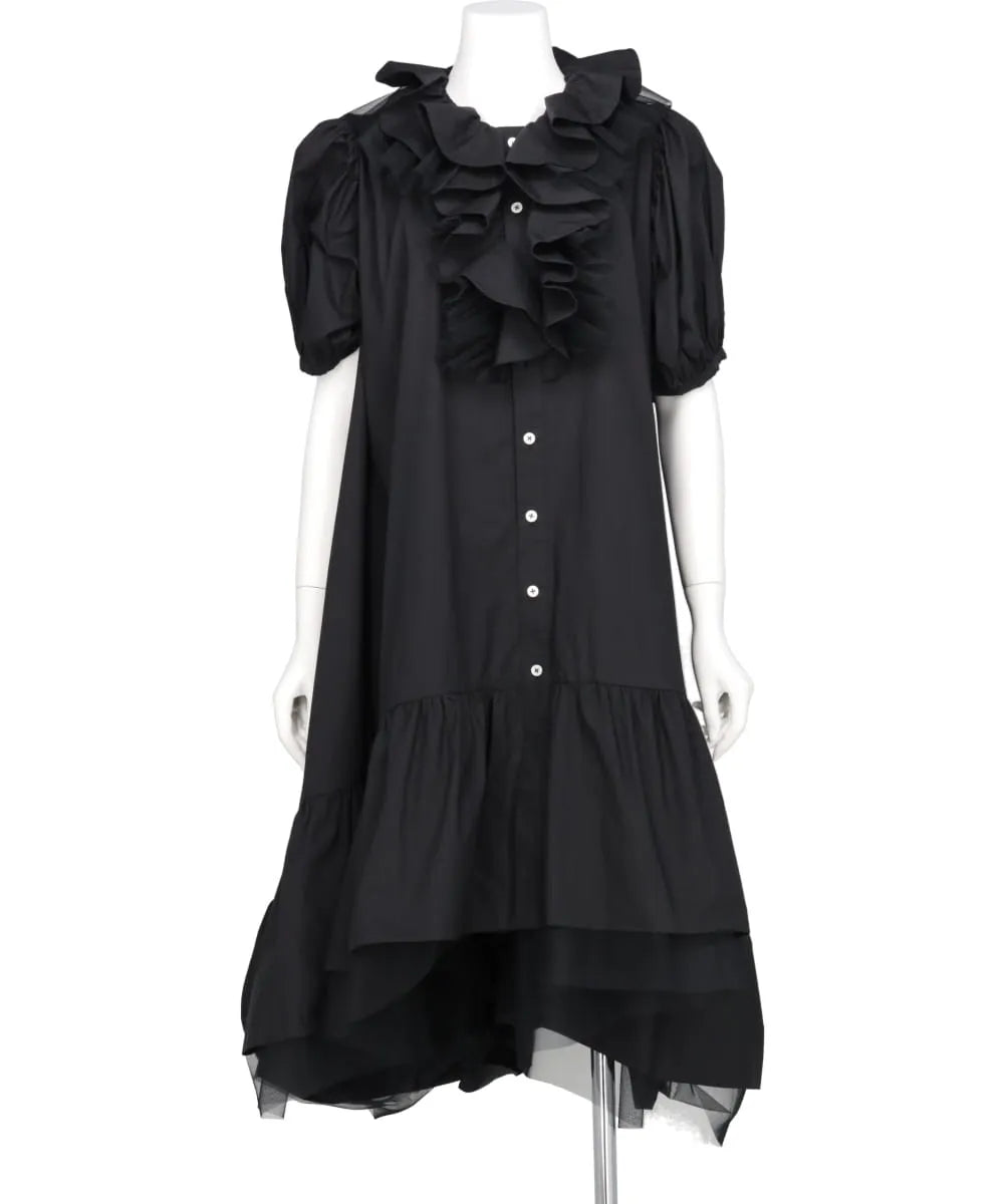 TULLE LAYERED PUFF SLEEVE DRESS