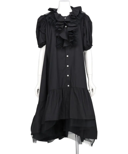 TULLE LAYERED PUFF SLEEVE DRESS