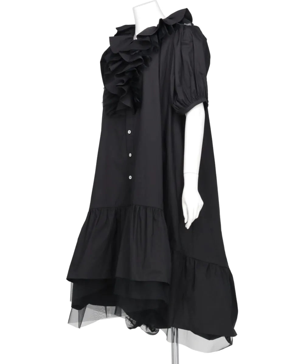 TULLE LAYERED PUFF SLEEVE DRESS