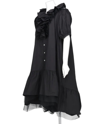 TULLE LAYERED PUFF SLEEVE DRESS