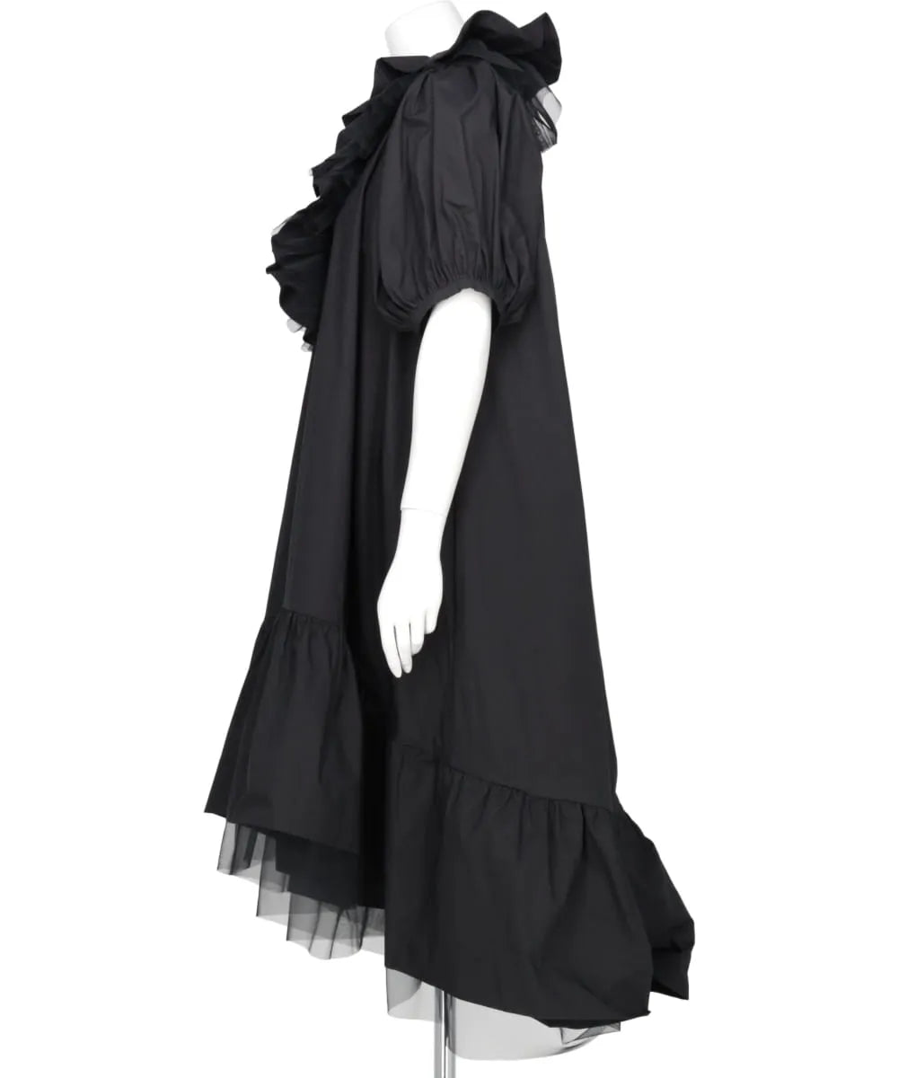 TULLE LAYERED PUFF SLEEVE DRESS