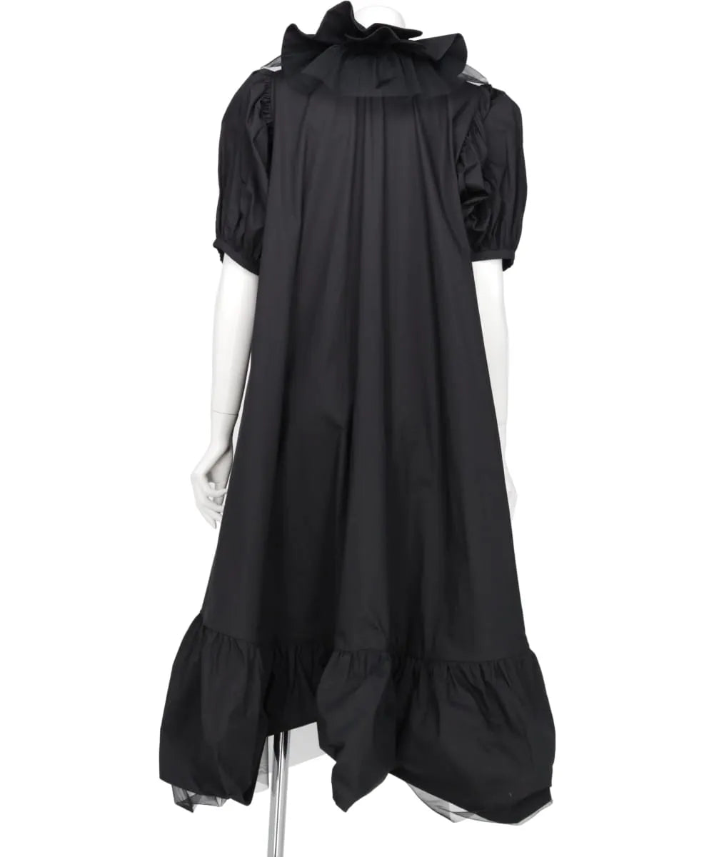 TULLE LAYERED PUFF SLEEVE DRESS