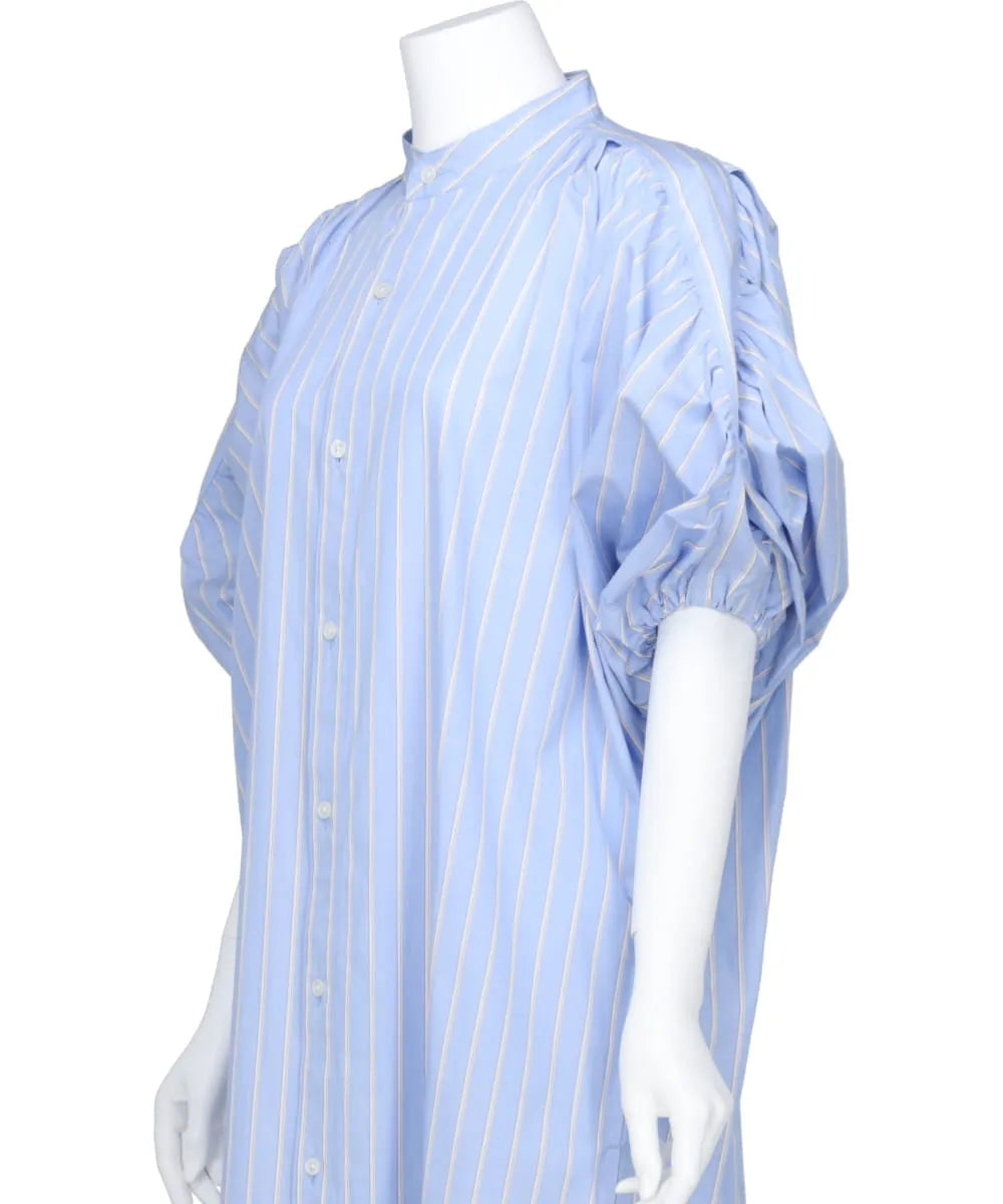 BROAD TUCK GATHER SLEEVE SHIRT DRESS