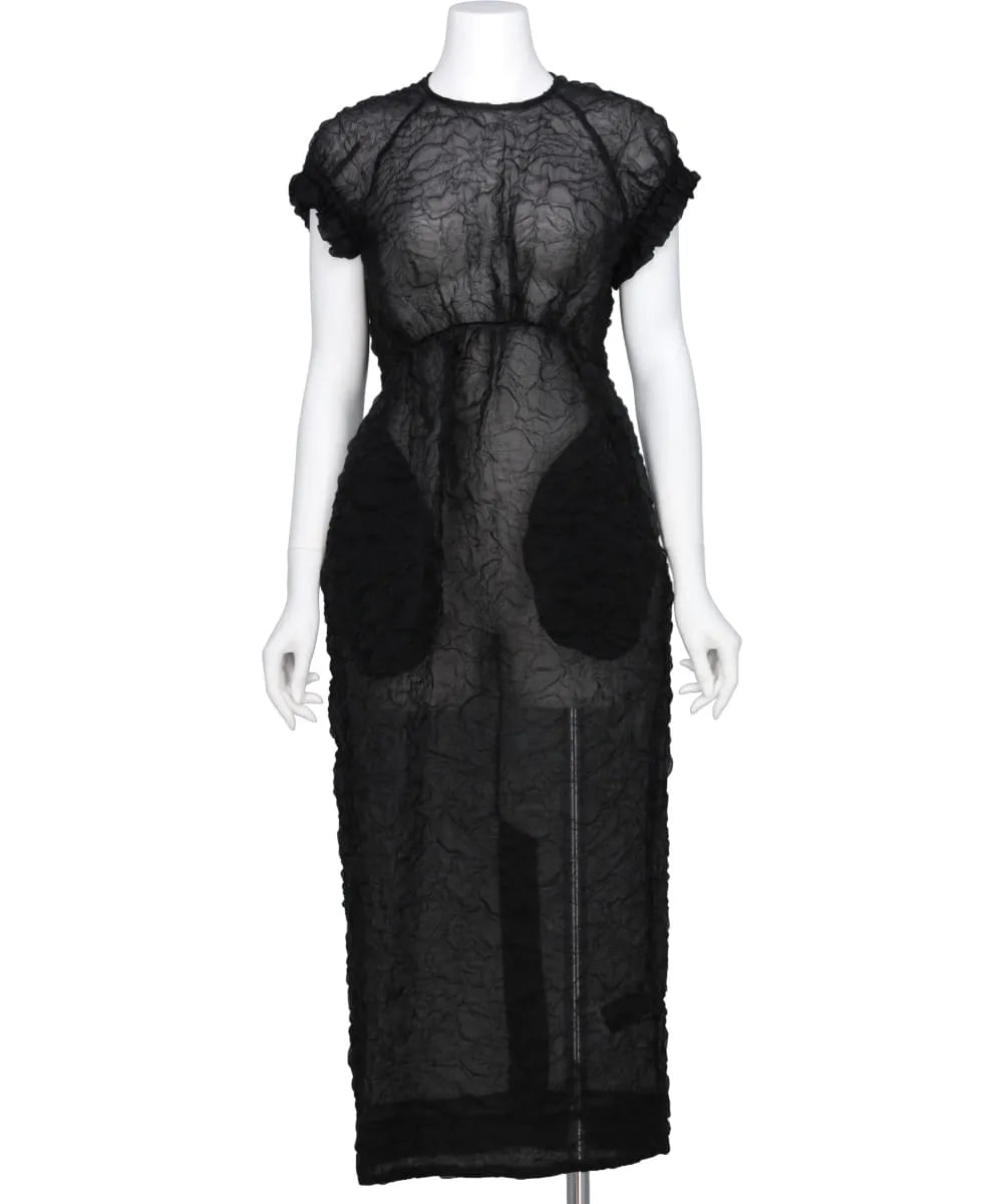 ELASTICATED GATHERED SLEEVE TULIP DRESS