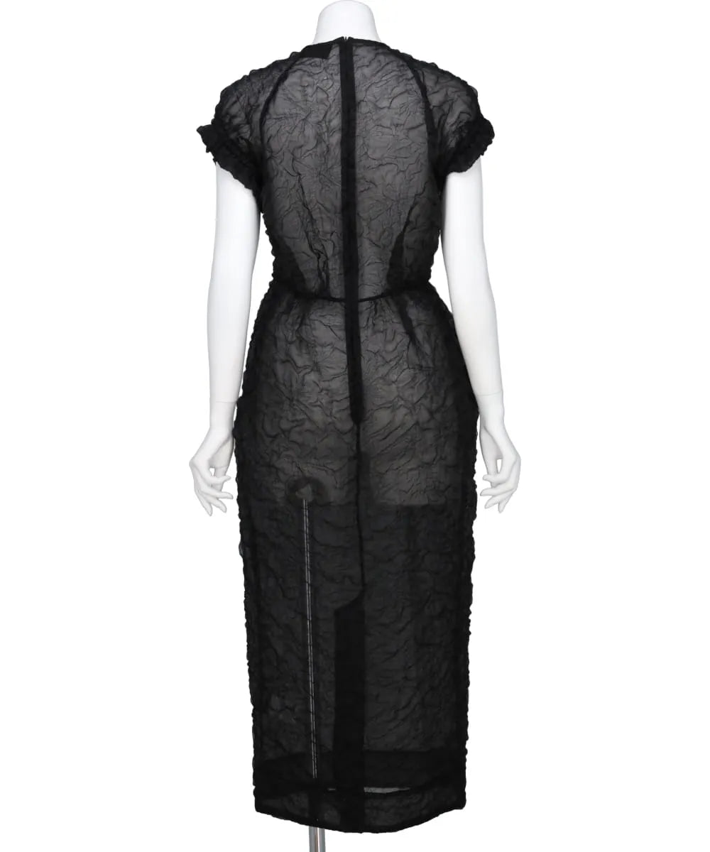 ELASTICATED GATHERED SLEEVE TULIP DRESS