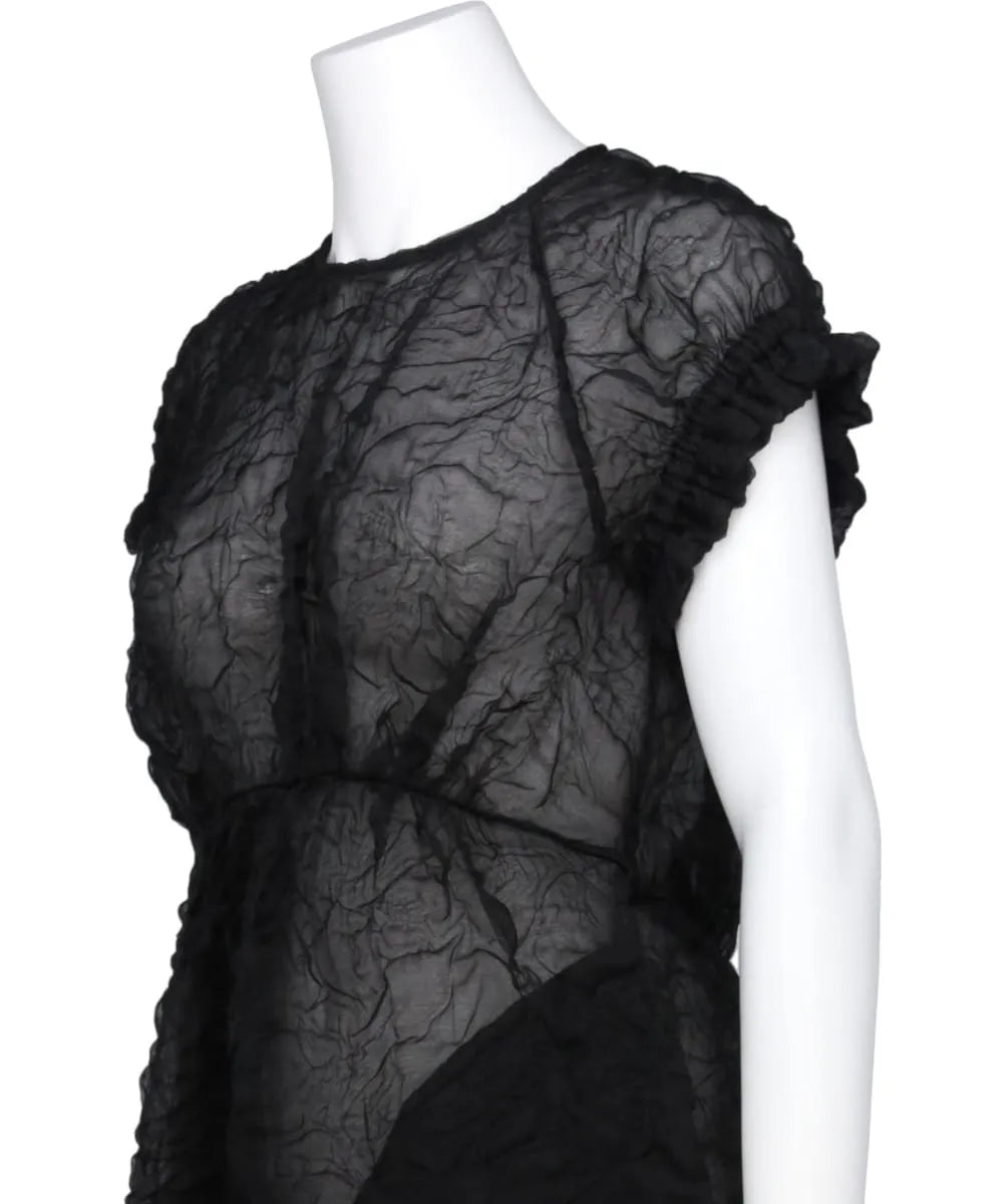 ELASTICATED GATHERED SLEEVE TULIP DRESS