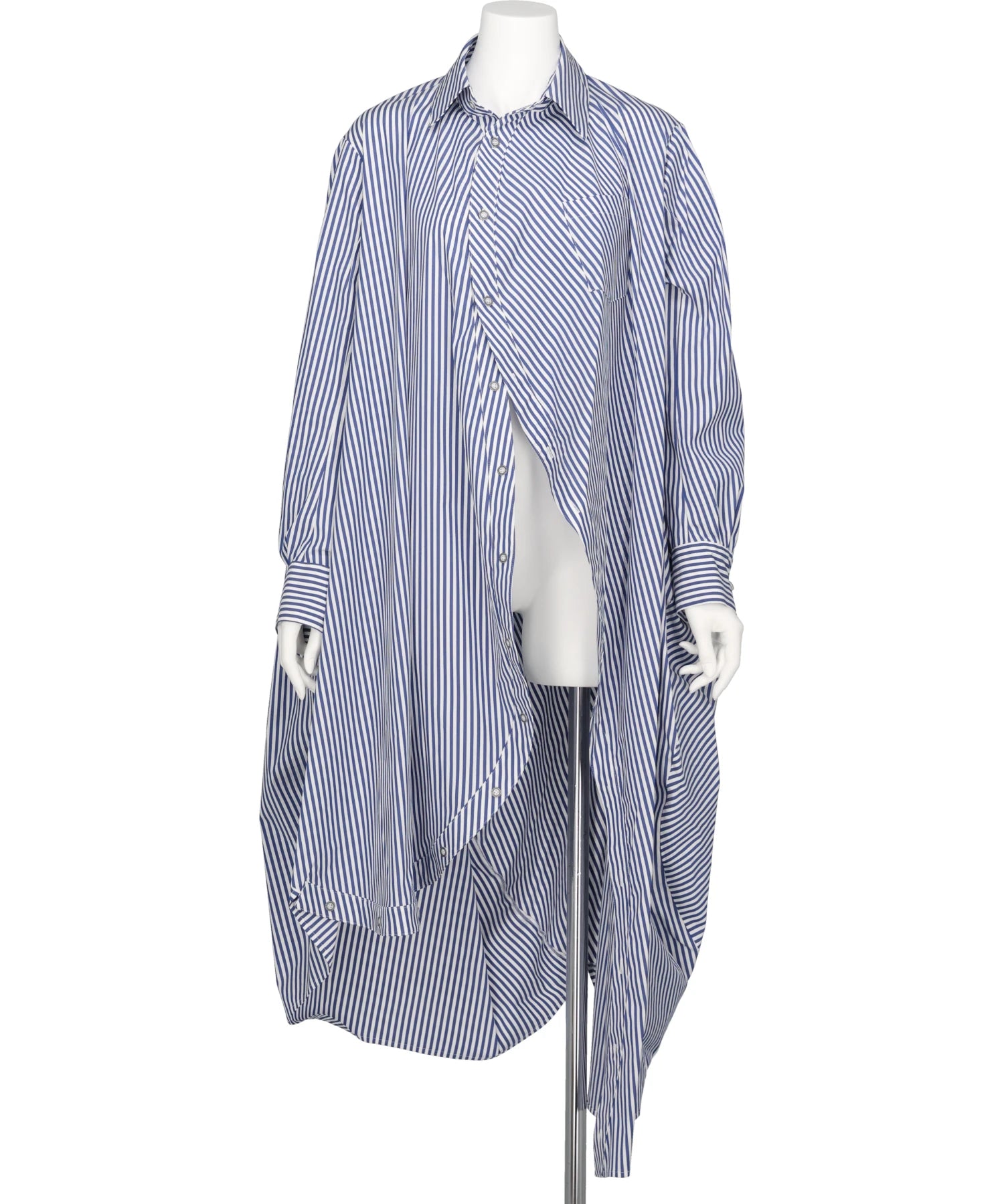【イーヌマ様】アンリアレイジ　ボールシャツ　ウインドブレーカー ANREALAGE(アンリアレイジ) BALL SHIRT ONE PIECE(STRIPE)WHITE×BLUE