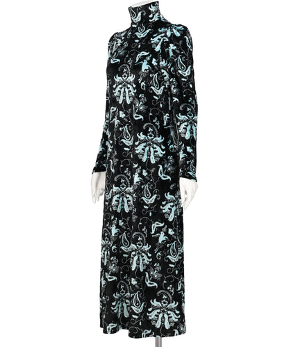 VELOUR JERSEY HIGH NECK DRESS